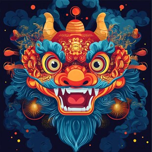 龙年祥瑞龙首插画