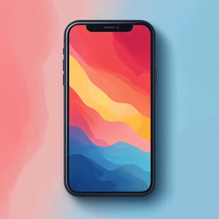 多彩背景中的时尚智能手机