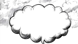 手绘云朵边框空白插画