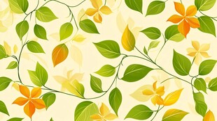 花卉绿叶无缝背景图案