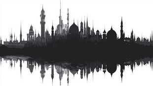 伊斯兰建筑天际线与倒影