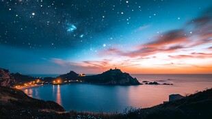 海边星空夜景迷人时刻