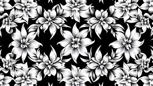 黑白花卉无缝图案设计