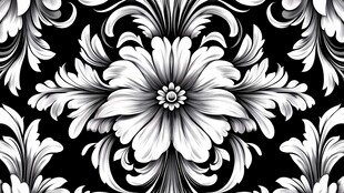 黑白花卉复古无缝装饰图案