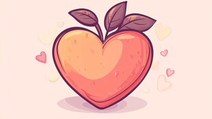 爱心桃插画 浪漫温馨元素