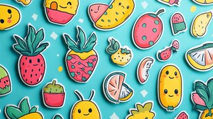 可爱水果贴纸装饰图案