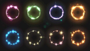 多彩发光圆环特效素材