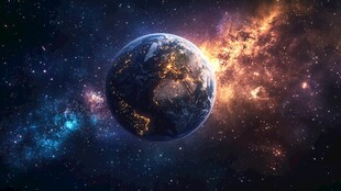 地球闪耀于璀璨星河之间