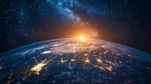 地球夜景与浩瀚星空之美