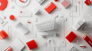 购物主题的简约3D场景图