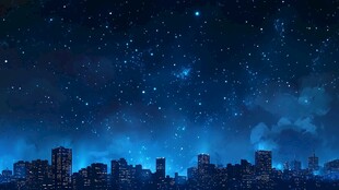 梦幻星空下的城市夜景