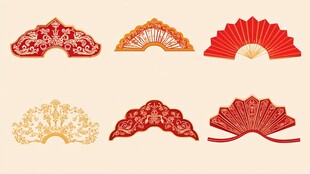 中式古典精美折扇图案集