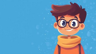 戴眼镜的微笑男孩