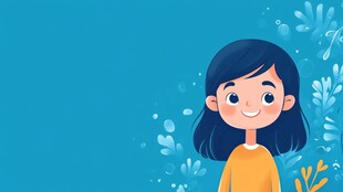 微笑女孩的清新插画背景