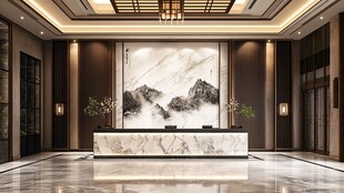 中式大气酒店大堂接待处