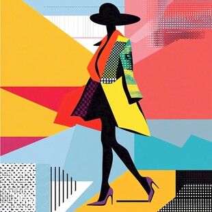 时尚女性几何风动感剪影