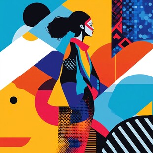 时尚女性的几何抽象插画