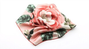 粉色花卉图案精美小方巾