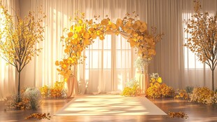 秋日温馨浪漫室内婚礼场景