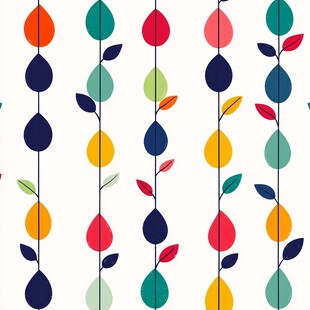 多彩叶形图案无缝背景