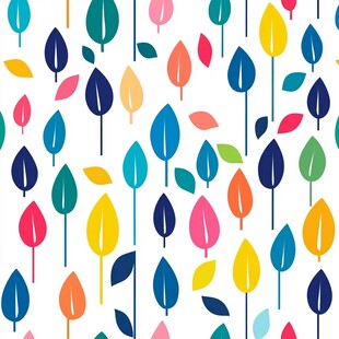 多彩树叶无缝图案设计