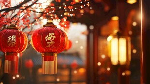 红灯笼映中式浪漫氛围