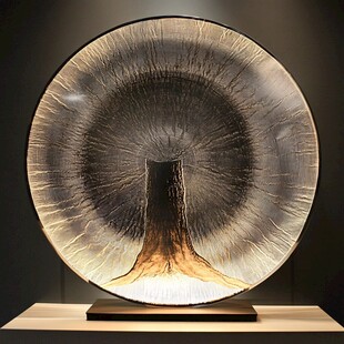 圆形树桩主题艺术玻璃摆件