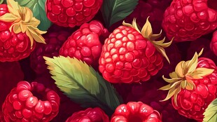 饱满多汁的树莓插画