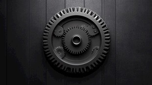 黑色机械齿轮特写