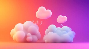 梦幻渐变云朵3D艺术图景