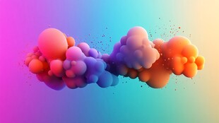 梦幻彩色云朵悬浮画面