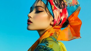 时尚头巾装扮的魅力女性