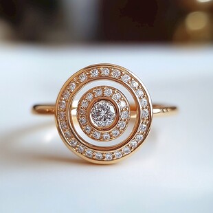 玫瑰金钻石环形璀璨戒指
