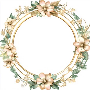 花卉金边圆形装饰边框