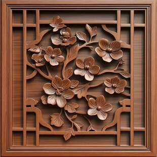 中式木雕花卉装饰图案