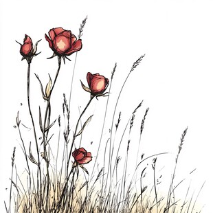 田野中的红色娇艳小花