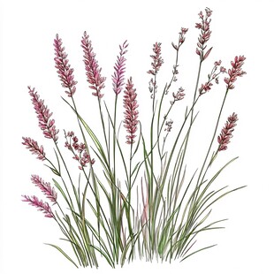 手绘美丽紫色薰衣草花卉