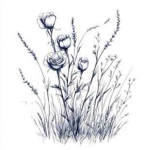 手绘花草插画 清新自然风