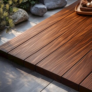 户外木质平台与自然景致