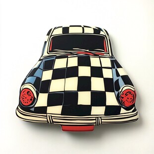 复古格子图案汽车造型挂件