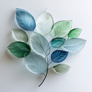 彩色玻璃叶片艺术装饰品