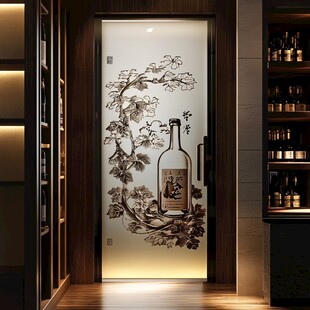 酒主题艺术玻璃门设计