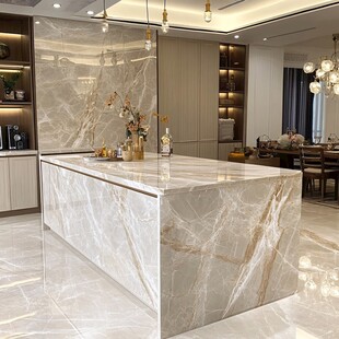 现代轻奢风大理石厨房岛台