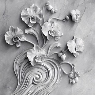 立体浮雕兰花装饰图案