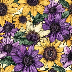 多彩向日葵花卉图案