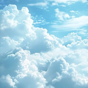 梦幻蓝天与蓬松云朵
