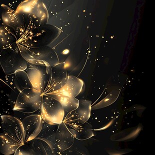 金色幻彩花朵梦幻背景图