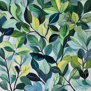 清新绿叶植物图案背景