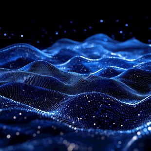 蓝色粒子波浪数字艺术效果