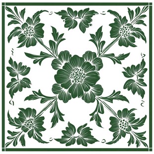 绿色花卉方形图案装饰图